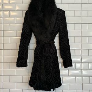 IVANKA TRUMP COAT WITH FUR COLLAR-WOMENS SMALL